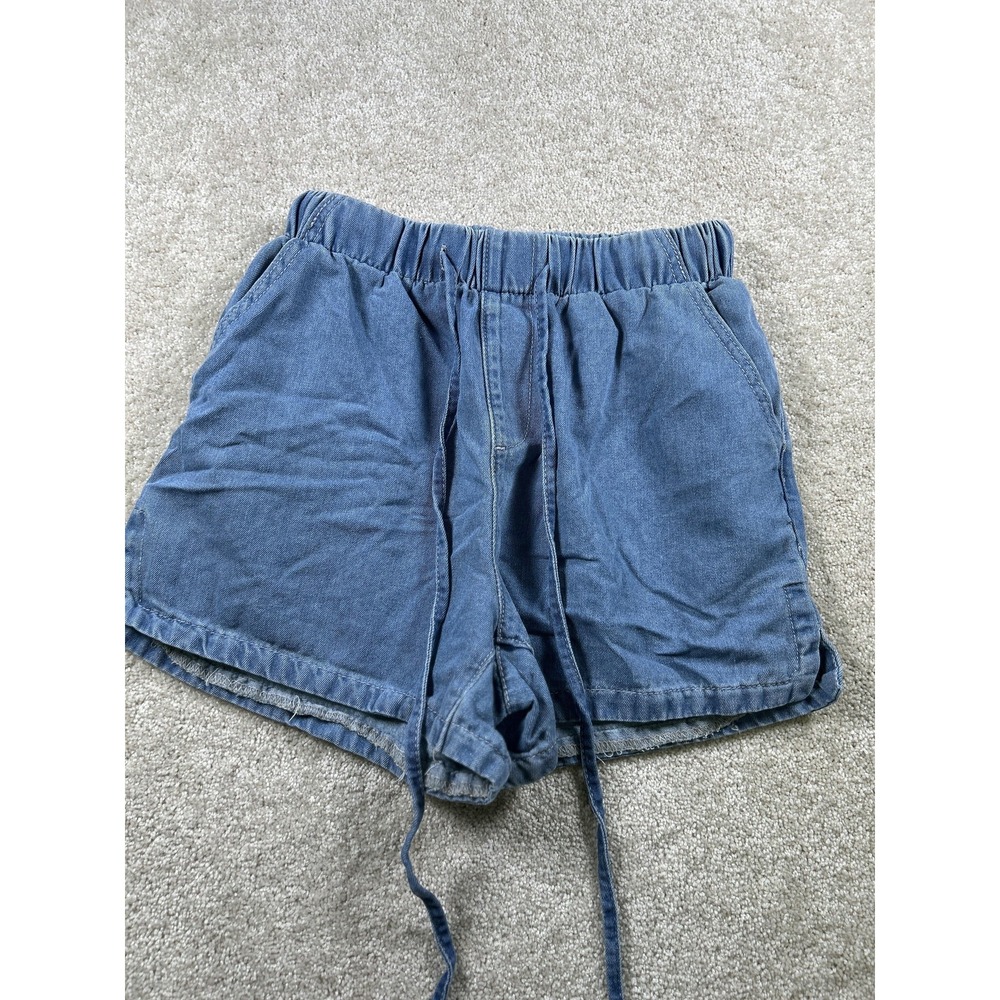 Shein Shorts Womens Medium Denim Drawstring Elastic Waist Casual Lightweight Sum